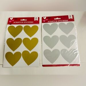 New 12 Large Heart Scratch Stickers Silver Gold Write Peel Scrape Valentine's